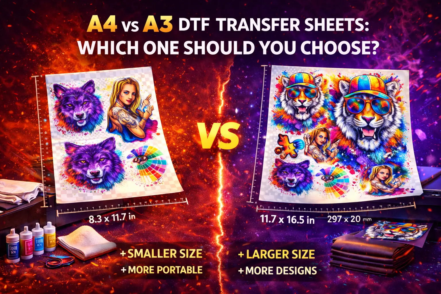 A4 vs A3 DTF Transfer Sheets uk