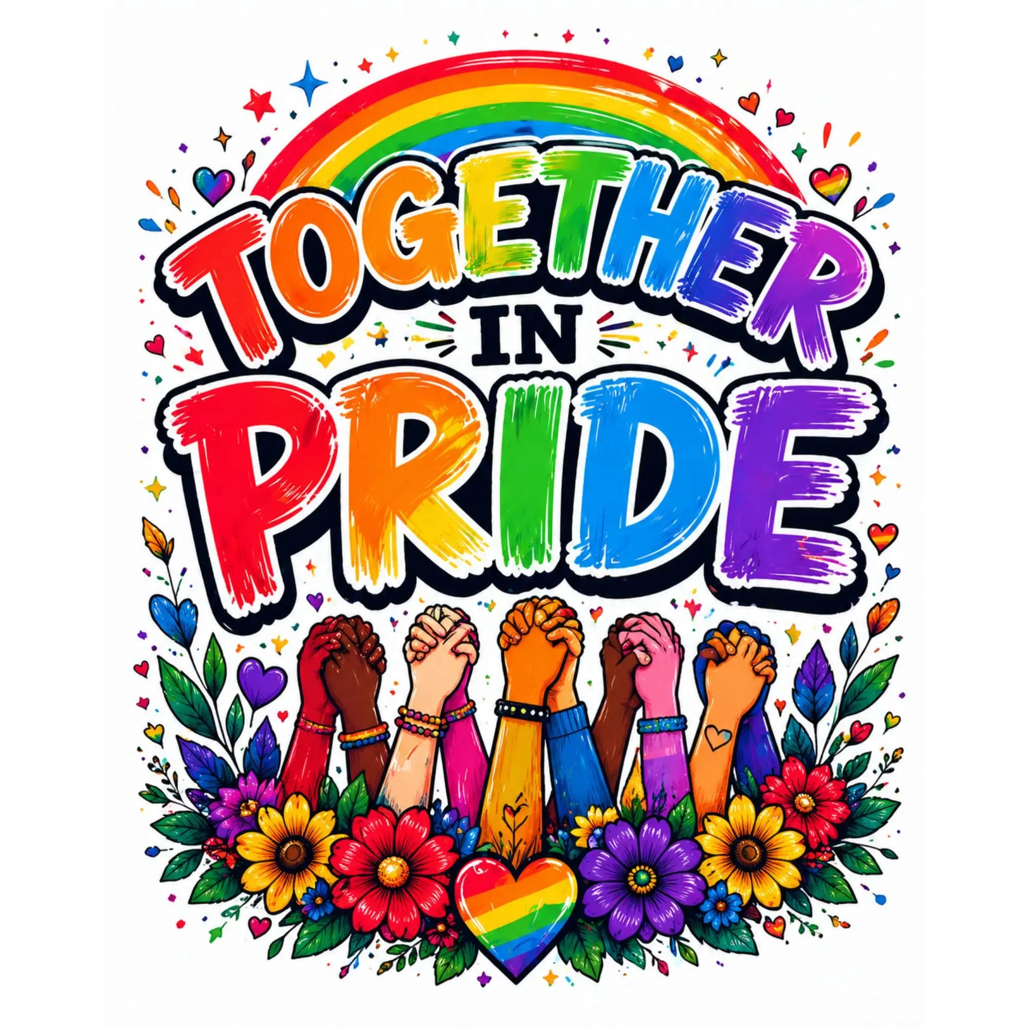 Together In Pride T Shirt LGBTQ Rainbow Equality Unisex Gift Tee