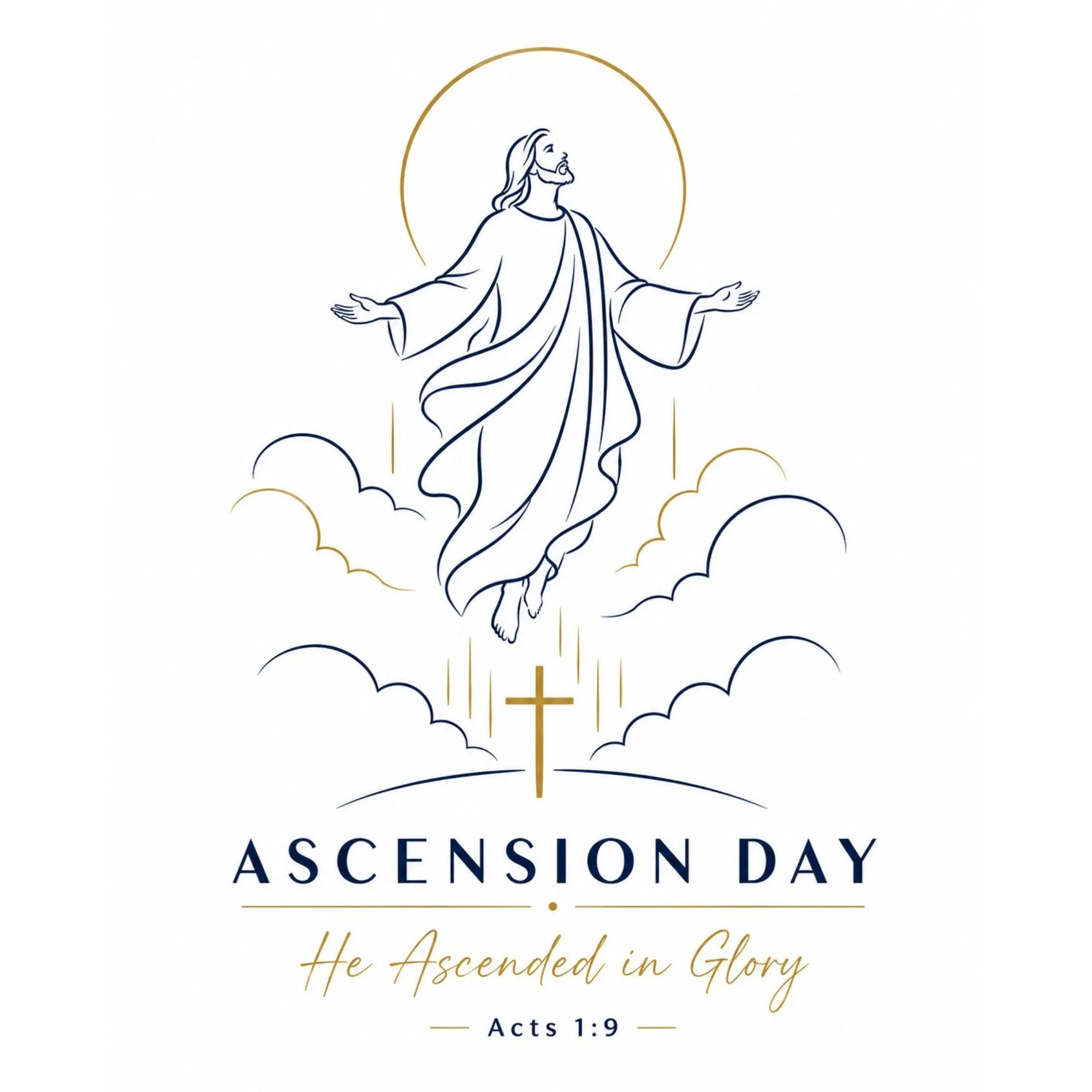 Ascension Day Minimal Line Art DTF Transfer