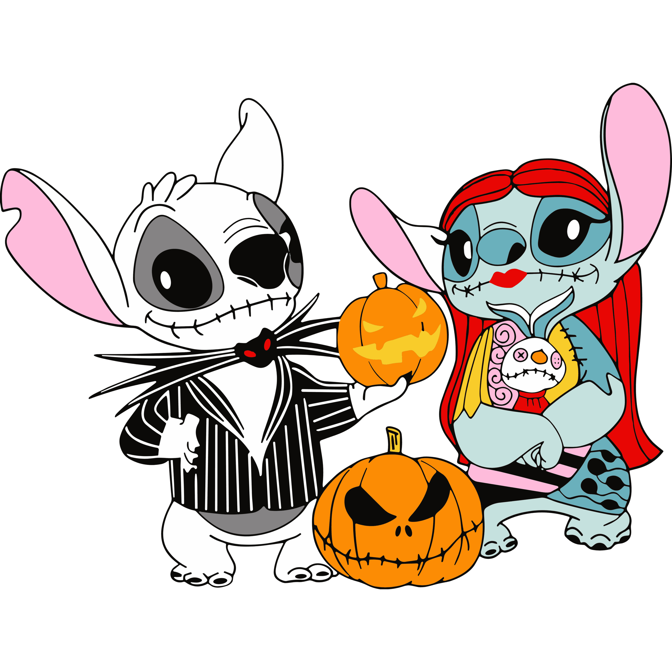 Spooky Couple Monster DTF Transfer – Halloween Duo Print