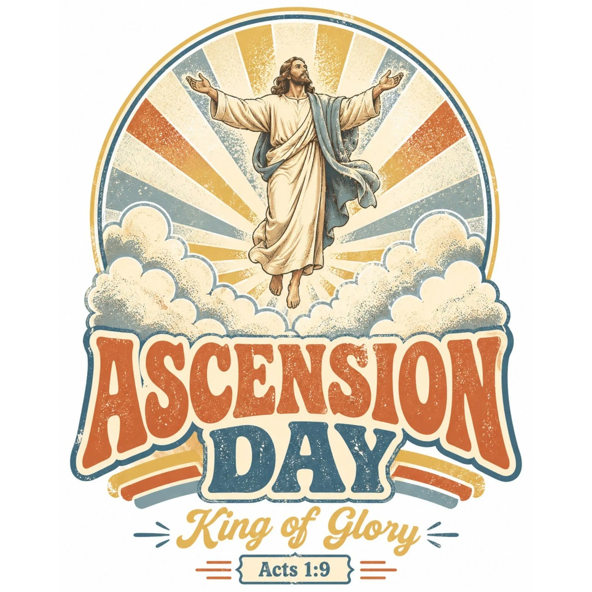 Ascension Day Retro Circle DTF Transfer
