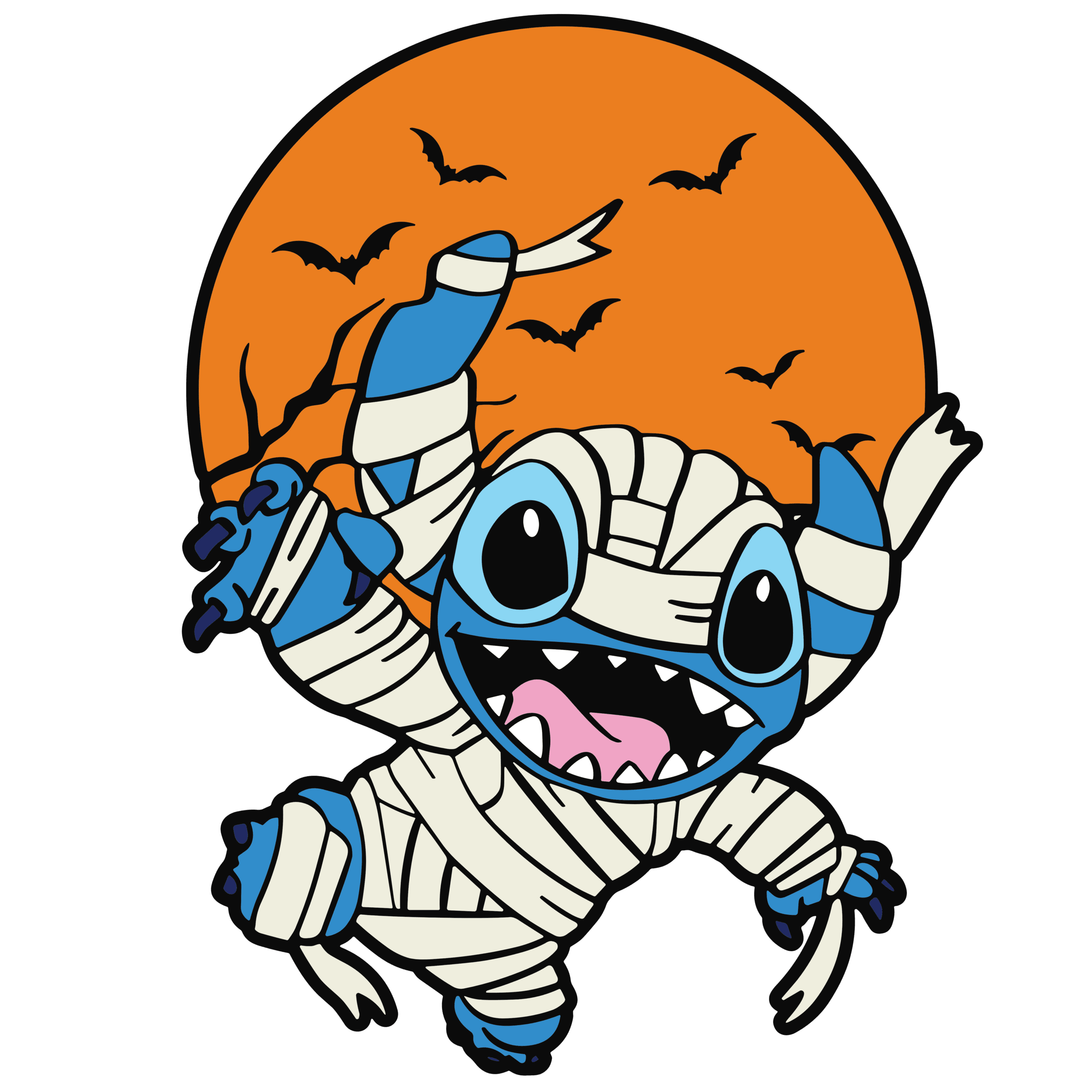 Stitch Mummy Halloween DTF Transfer – Press Ready Film