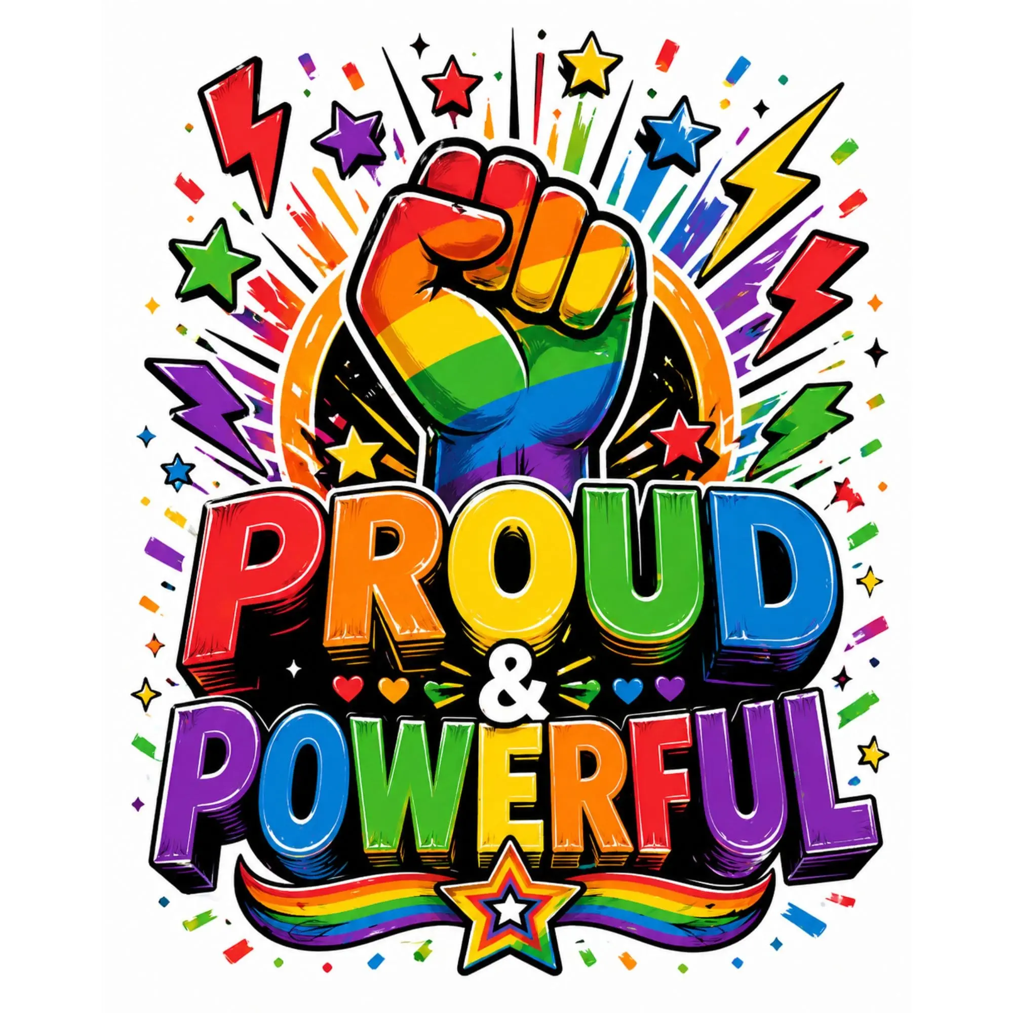 Proud And Powerful Pride T Shirt LGBTQ Rainbow Unisex Gift Tee