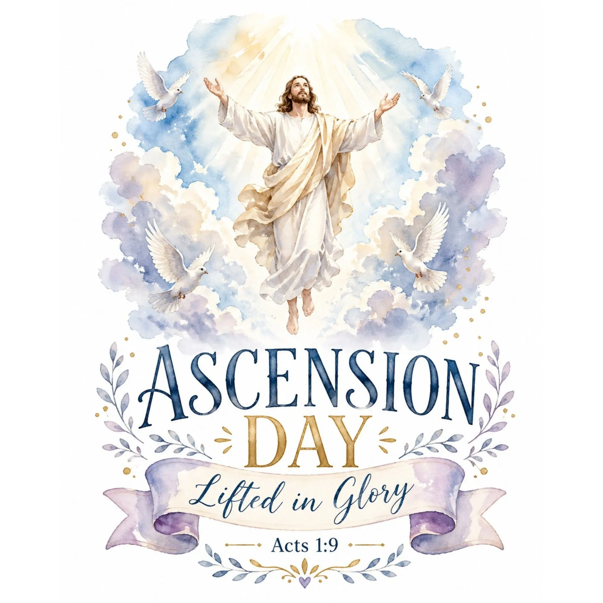 Ascension Day Watercolor DTF Transfer