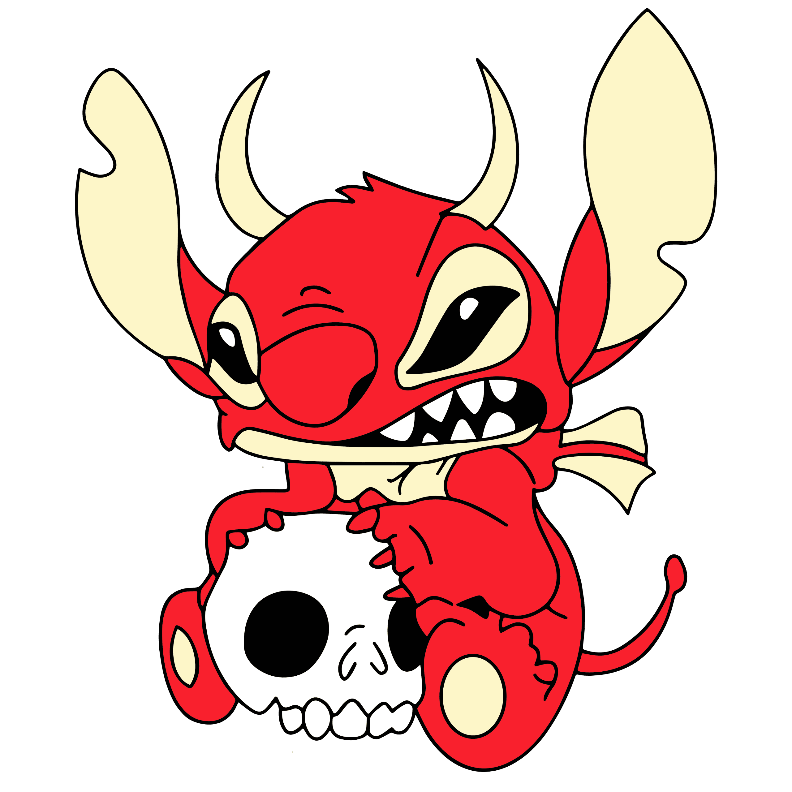 Red Devil Stitch Skull DTF Transfer | Halloween Ready Designs