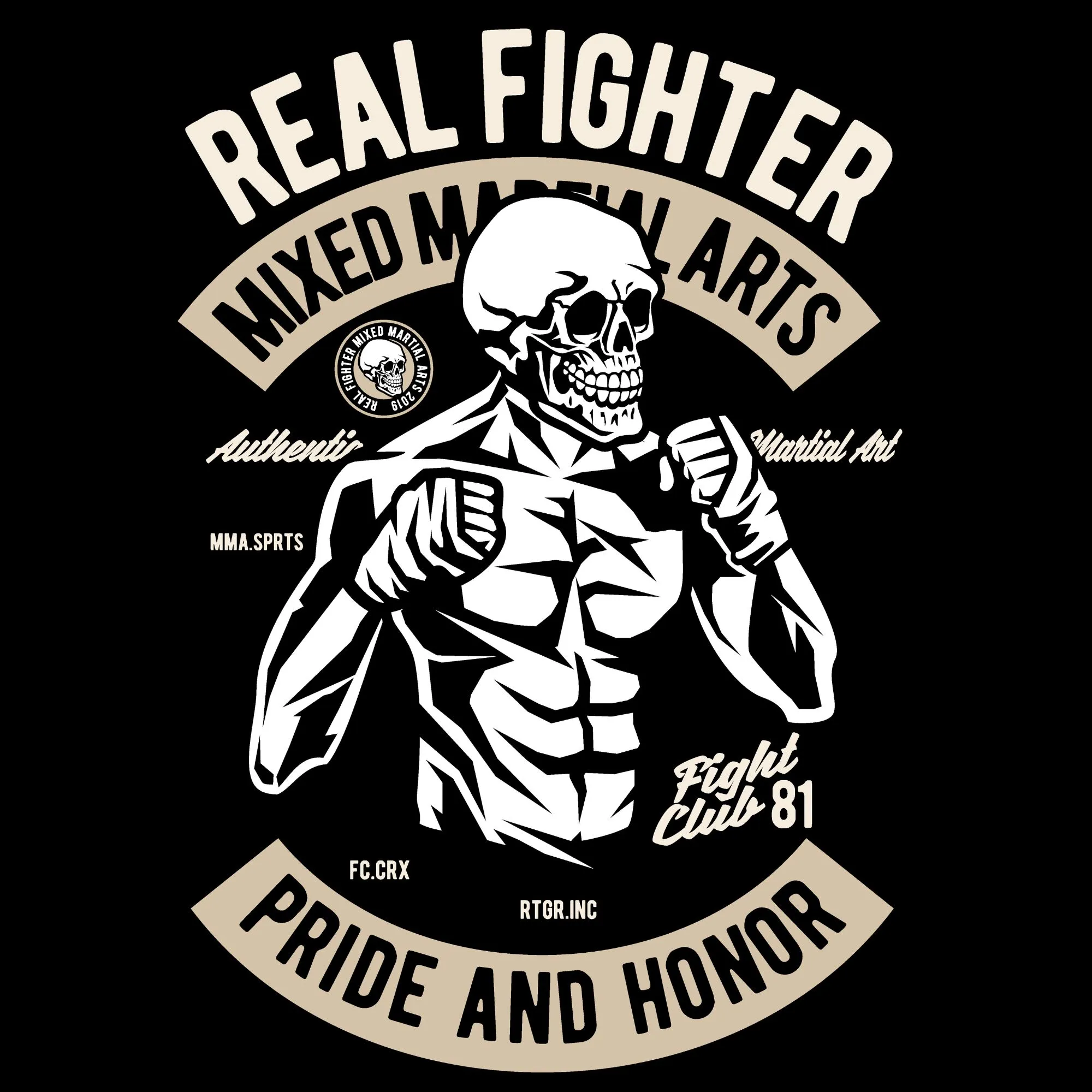 Real Fighter DTF Transfer - Pride And Honor MMA Design 1 Real Fighter DTF Transfer