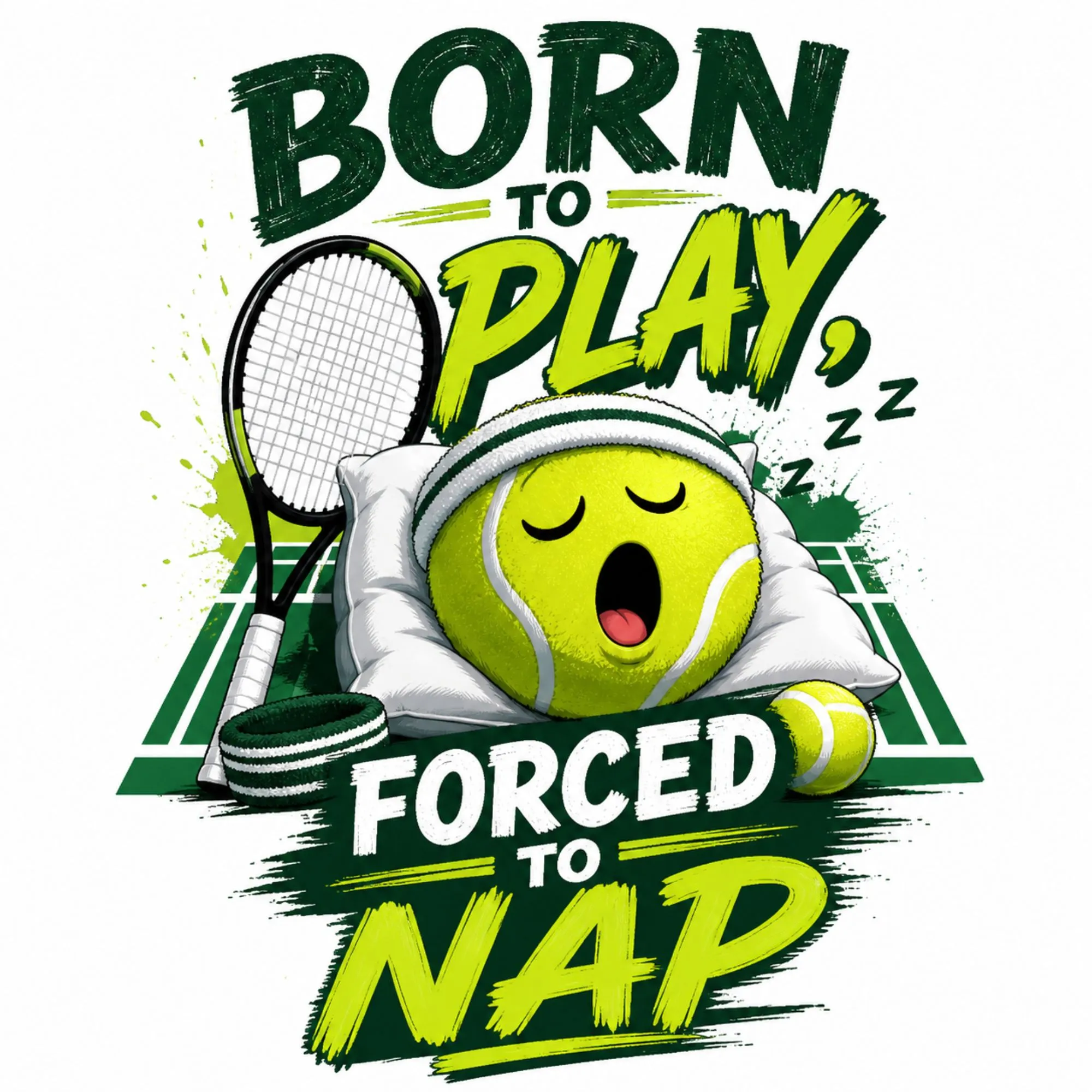 Born to Play Tennis Forced to Nap DTF Transfer