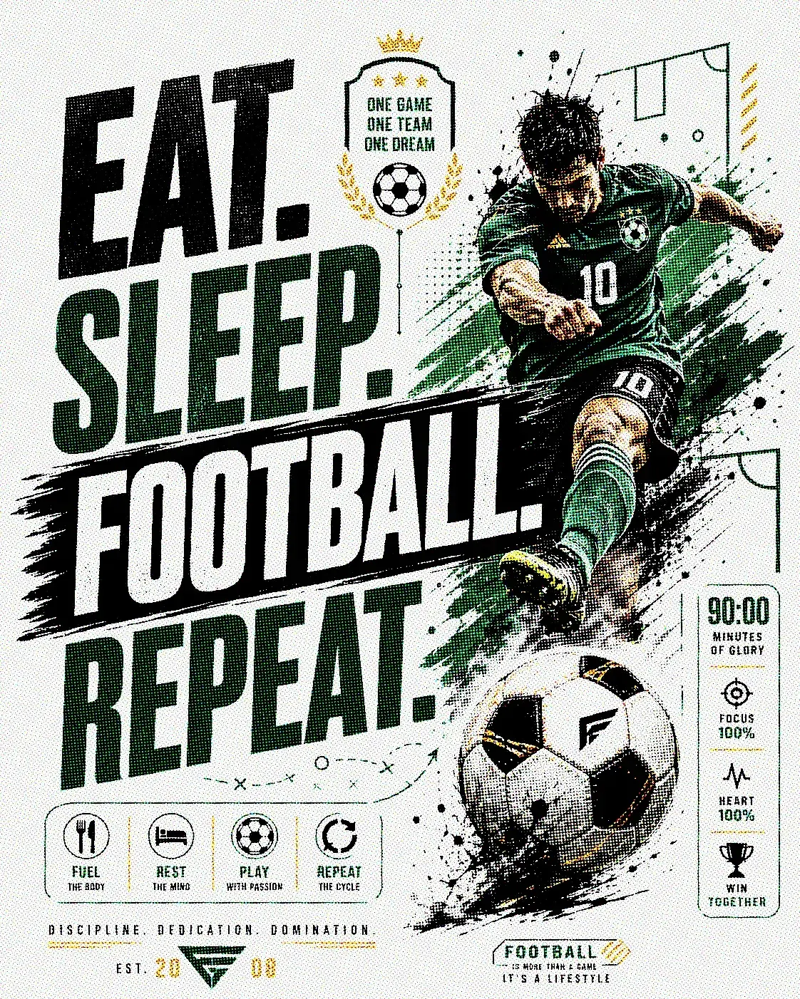 Eat Sleep Football Repeat DTF Transfer