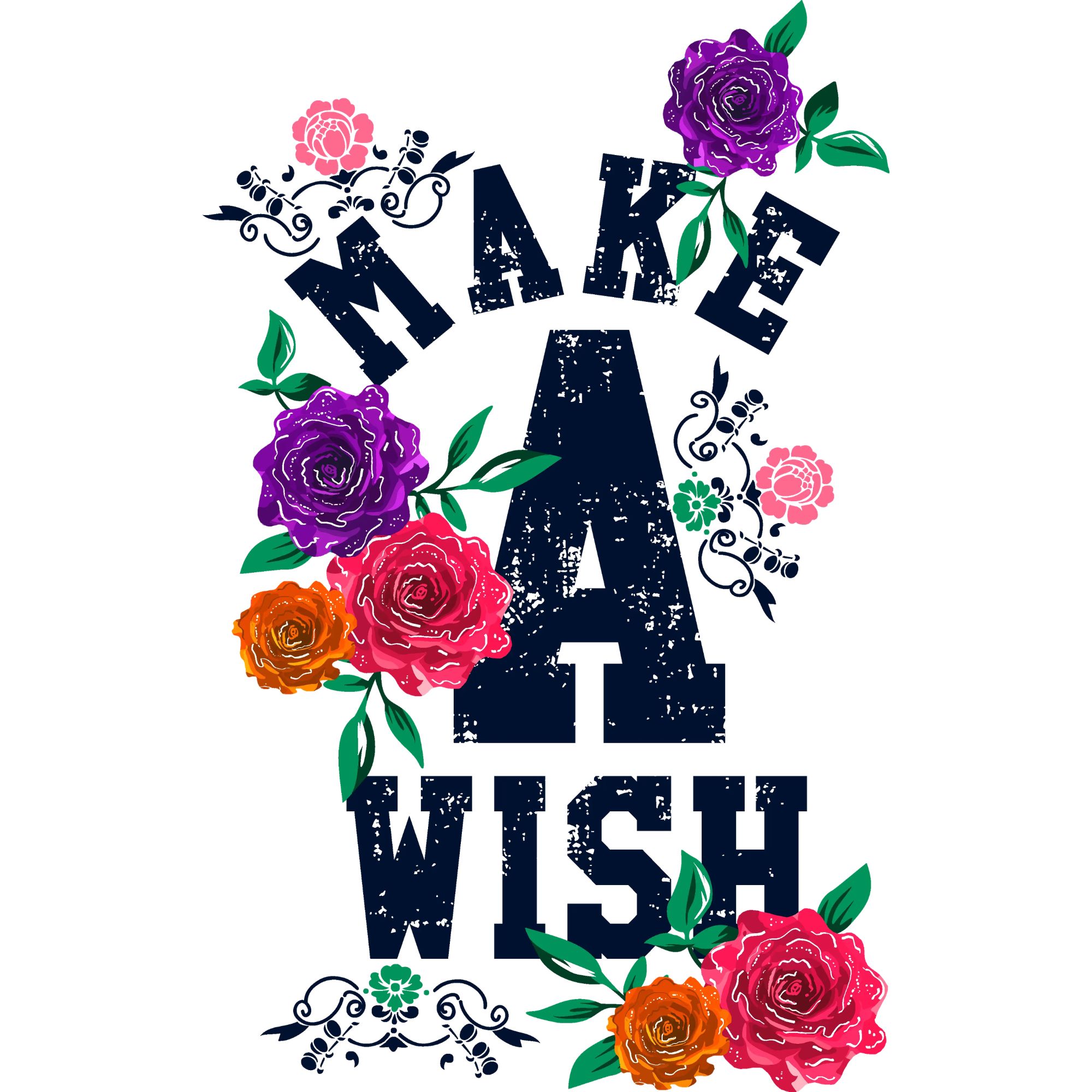 Make A Wish Floral DTF Transfer