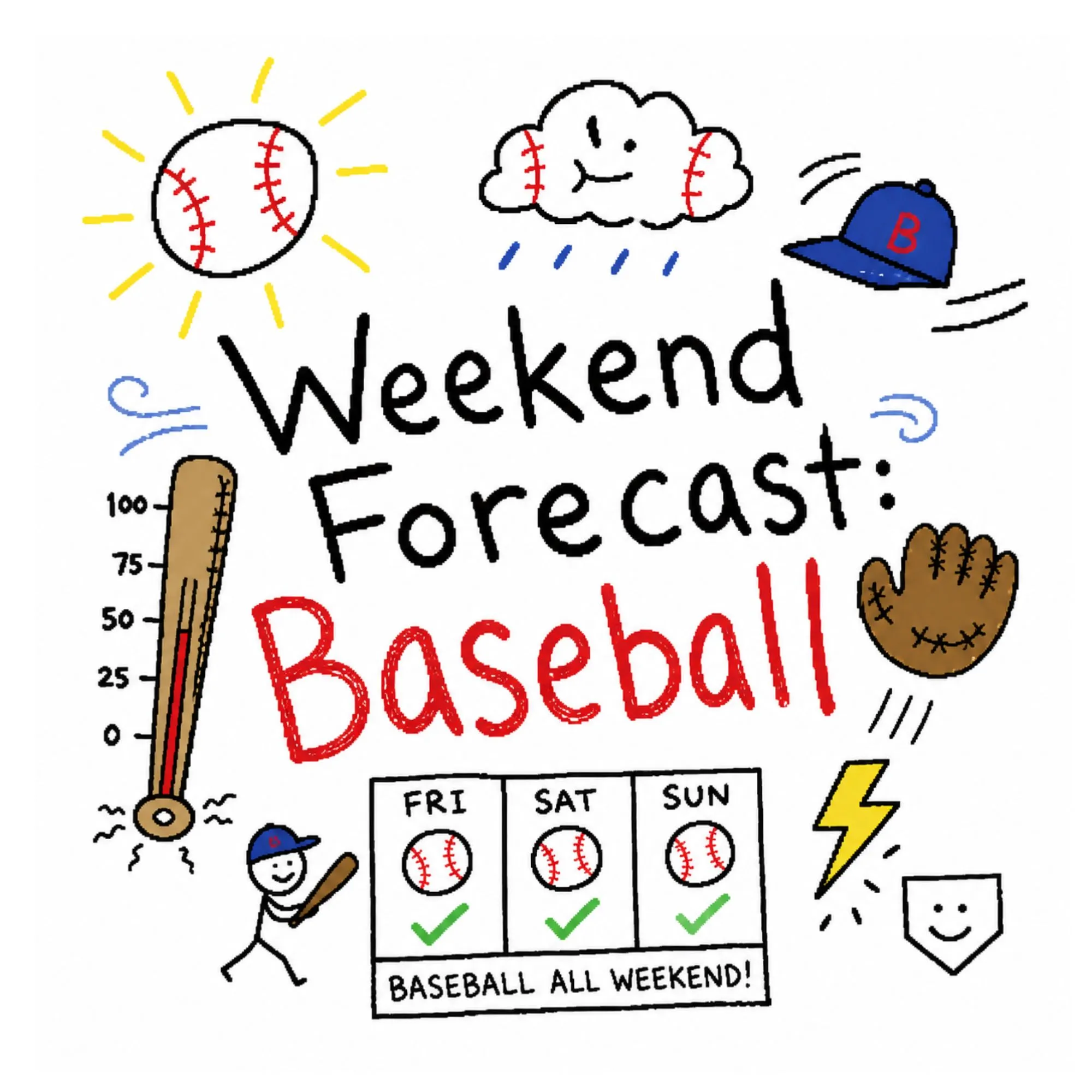 Weekend Forecast Baseball DTF Transfer – Weekend Graphic Print 1 Weekend Forecast Baseball DTF Transfer