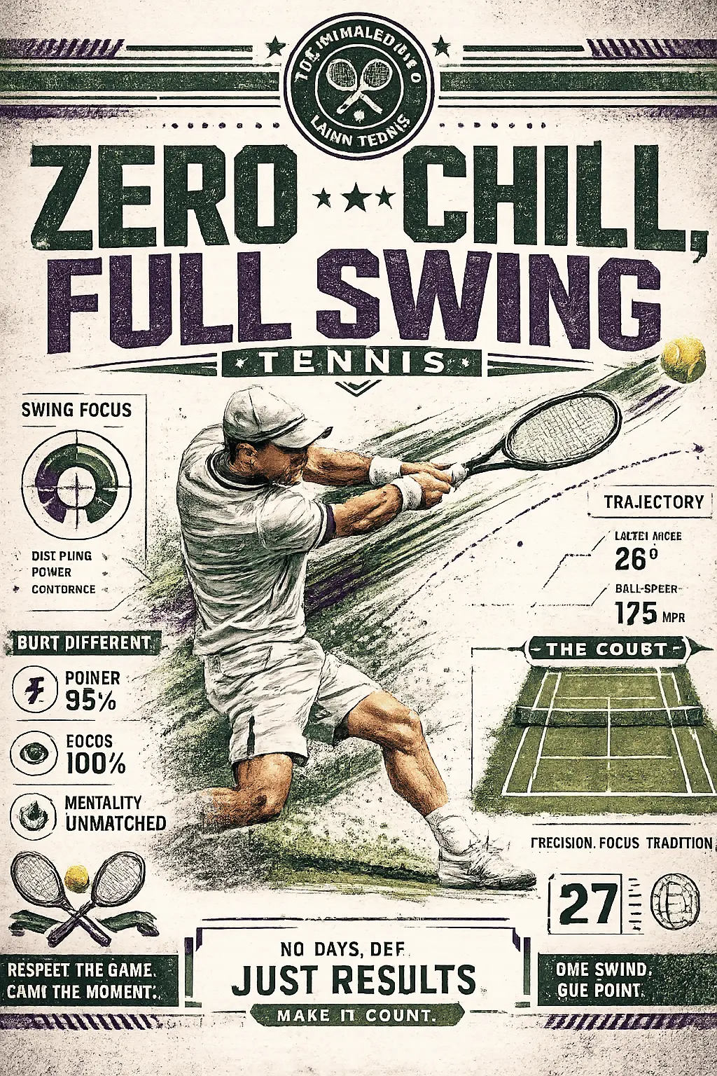 Zero Chill Full Swing Tennis DTF Transfer – Pro Tennis Motivation Print 1 Zero Chill Full Swing Tennis DTF Transfer
