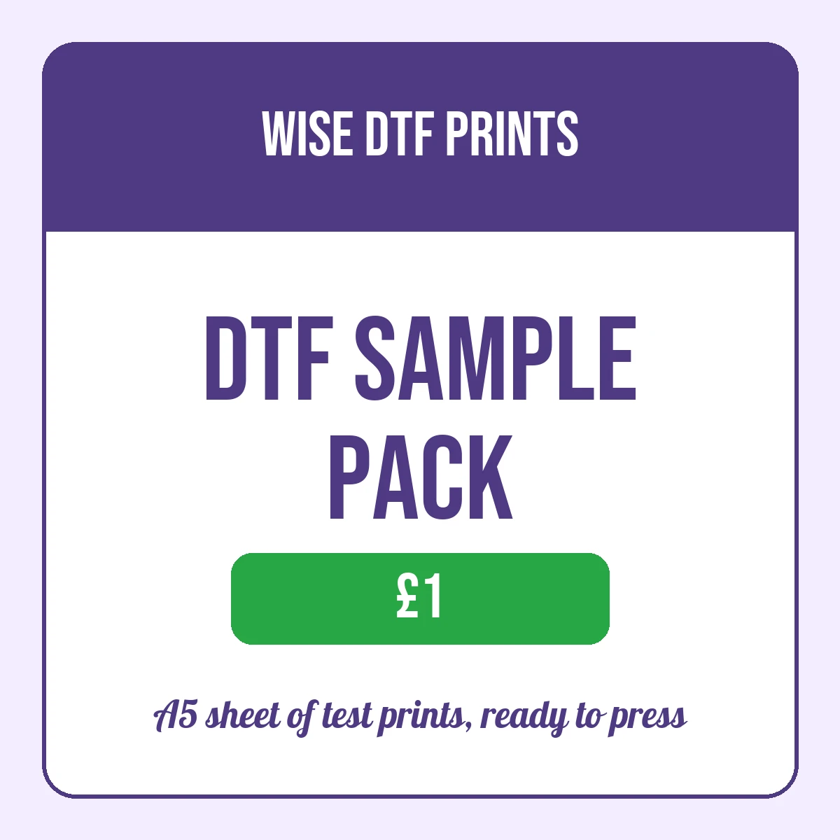 DTF Sample Pack, Try Our Transfers For £1 1 DTF Sample Pack, Try Our Transfers For £1